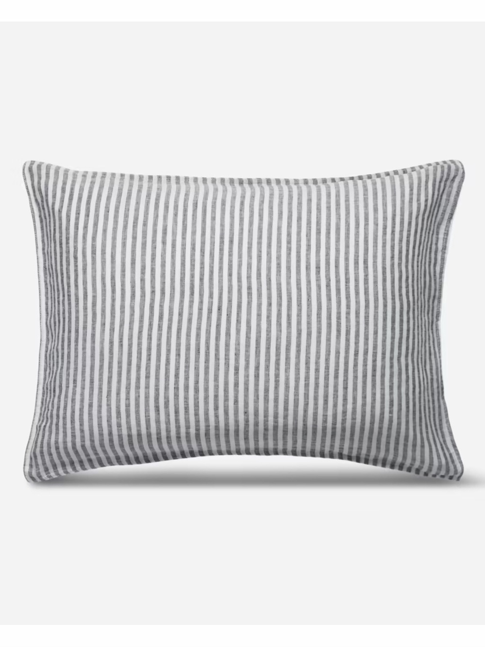 Brooklinen Standard Pillowcase Gray White Stripe Linen Foldover Minimalist